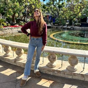 Collared crop half zip pullover sweatshirt TNA